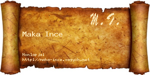 Maka Ince névjegykártya